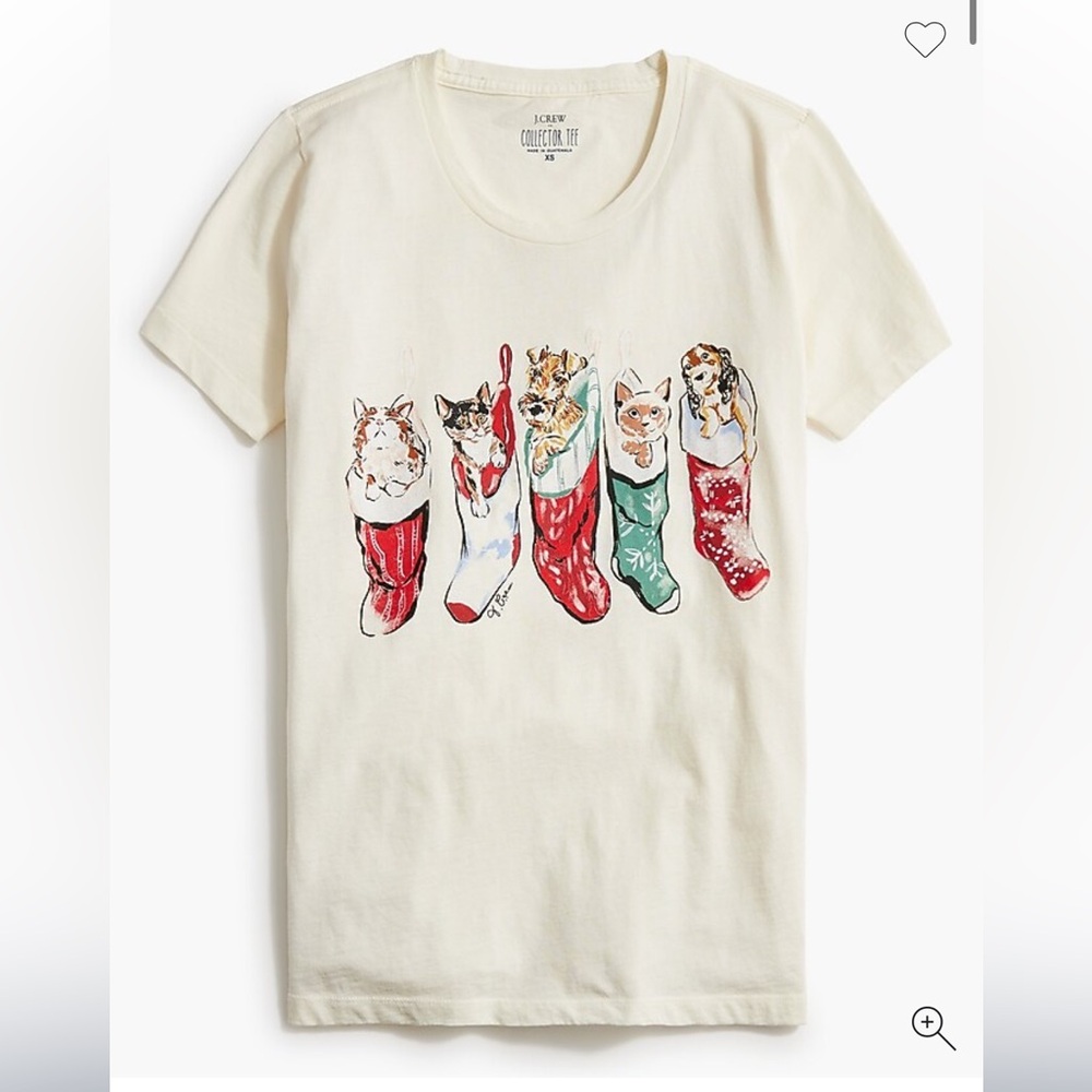 J Crew BU484 NWT Holiday cats dogs Pets Stockings Cotton Collector's T-Shirt L